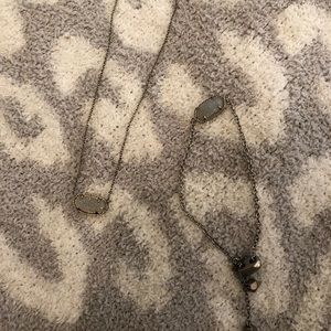 Kendra Scott Elisa necklace and Elaina bracelet in silver iridescent drusy set